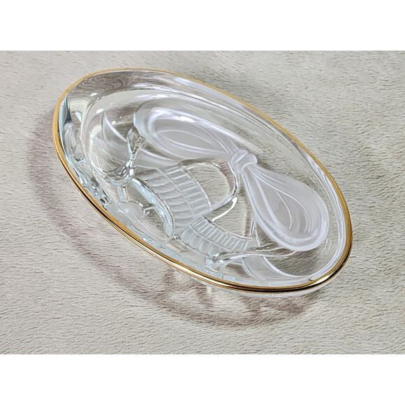 Studio Nova Mikasa Oval Candy Dish Christmas Gilded Bells 7" Gold Trim 80's Vtg - Picture 4 of 12